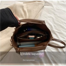 Haiqing Sonbahar ve Kış Retro Moda Yağ Balmumu Kova Çanta Çanta Kadın 2024 Yeni Sebze Sepeti Çanta Premium Crossbody Çanta (Yurt Dışından)