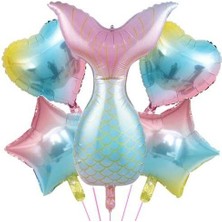 Parti Dükkanım Deniz Kızı Rainbow Folyo Balon Seti 5 Li