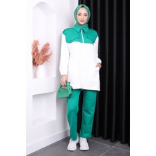 Zümrüt Yeşili Fermuarlı Pantolonlu İki İplik Takım