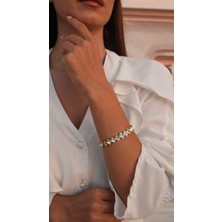 Kesmia Kadın Bileklik Taşlı Esnek Kararma Yapmaz Vıp Seri Gold Renk