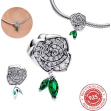 Hector Co Jewellery Açan Işıltılı Gümüş Gül Charm