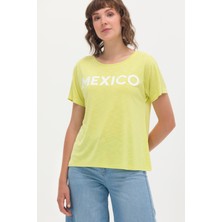 U.S. Polo Assn. Kadın Neon Sarı Bisiklet Yaka Tişört 50264188-VR168