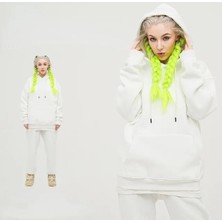 Amor Face Özel Tasarım Kapüşonlu Baskısız Düz Renk Şardonlu Kışlık Dış Mekan Kadın Eşofman Takımı