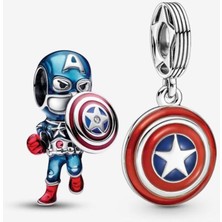 Lines Bijuteri Kaptan Amerika Cazibesi Ikili Set