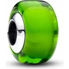 Lines Bijuteri Mini Yeşil Murano Cam Charm 925 Ayar