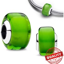 Lines Bijuteri Mini Yeşil Murano Cam Charm 925 Ayar