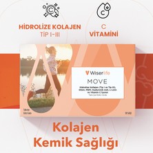 Wiserlife Move Collagen Hidrolize Kollajen (Tip I ve Tip III), Glisin, MSM, Hyaluronik Asit, L-Lizin ve Vitamin C İçeren Takviye Edici Gıda 30 Saşe