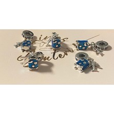 Lines Bijuteri Tekerlekli Mavi Bavul ve Uçak Temalı Seyahat Sallantılı Charm