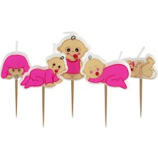 Partici Kız Bebek Temalı Kürdan Mum Seti 5'li