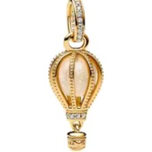 Lines Bijuteri Gold Renk Işıltılı Şeffaf Sıcak Hava Balonu Sallantılı Charm