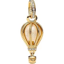 Lines Bijuteri Gold Renk Işıltılı Şeffaf Sıcak Hava Balonu Sallantılı Charm