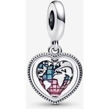 Lines Bijuteri Aile Dönen Kalp Küre Dangle Charm