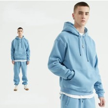 Amor Man Özel Tasarım Kapüşonlu Baskısız Düz Renk Şardonlu Kışlık Dış Mekan Erkek Eşofman Takımı