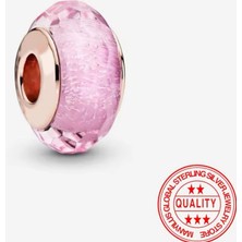 Lines Bijuteri 925 Ayar Yönlü Pembe Murano Cam Charm