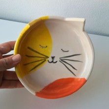 El Yapımı Seramik Renkli Eğlenceli Kedi Köpek Mama Su Kabı, Seramik Mama Kabı, Sağlıklı Organik Mamakabı