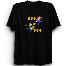 The Fame Mario And Luigi Brothership, Game, Oyun, Super, Unisex, Siyah  Pamuk Tişört