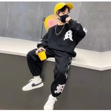 Kids Face Özel Tasarım Bisiklet Yaka Tribal R Baskılı Şardonlu Kışlık Hip Hop Erkek Çocuk Eşofman Takımı