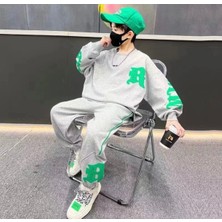 Kids Face Özel Tasarım Bisiklet Yaka Tribal R Baskılı Şardonlu Kışlık Hip Hop Erkek Çocuk Eşofman Takımı