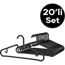 Bramble Life 20 Adet Elbise Askısı Fular Askısı Gömlek T-Shirt Askısı Kırılmaz Set Siyah