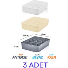 Bramble Life 3'lü 15 Bölmeli Düzenleyici, Saat, Takı, Toka, Çorap, Iç Çamaşırı Organizeri Karışık Renk