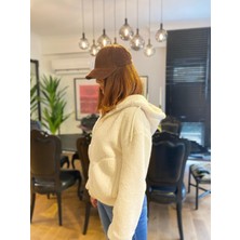 Kadın Sweat Uzun Kollu Kapşonlu Peluş Fermuarlı