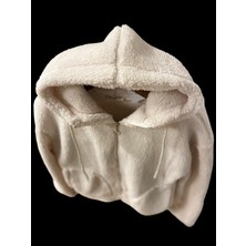 Kadın Sweat Uzun Kollu Kapşonlu Peluş Fermuarlı