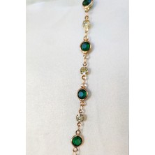 Sassy Takı Retro Zirkon Taşlı Yeşil Choker Kolye