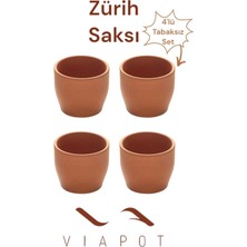 Viapot Zürih Toprak Saksı Büyük Delikli Tabaksız 4 Adet 13X15 1.4lt