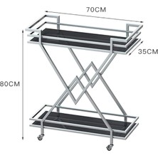 Becca Lüks Paslanmaz Çelik Parlak Gümüş Servis Arabası,şaraplık Sunumluk Ikramlık