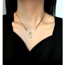Demce Italyan Ezme Zincirli Sedef Kalpli,şık Tasarım ,altın Kaplama Kolye