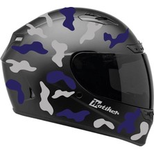 Gri Mavi Kamuflaj Kask Sticker Modeli