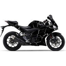 Yamaha Yzf R25 2019 Sticker Şimşek Desen Kaplama Sticker Etiket Modeli Beyaz