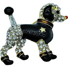 Bb Kristal Taşlı Siyah Poodle Köpek Broş