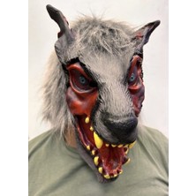 Ttt Kafaya Tam Geçmeli Lateks Dişli Ağzı Açık Kurt Maskesi