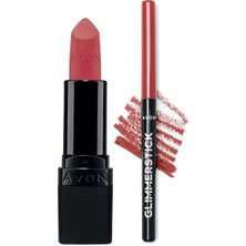 Avon Ultra Mat Ruj Peach Flatters ve Glimmerstick Dudak Kalemi Coral Desire Seti