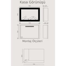 Zaya Alaf 80 Metal Çerçeveli Elektrikli Şömine - Isıtıcılı, Tek Renkli (Alev Renkli), Kumandalı