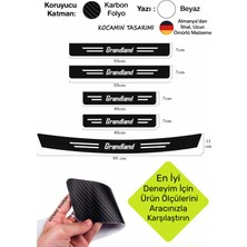 Kocamın Tasarımı Opel Grandland Kapı Ve Bagaj Eşiği Koruyucu Set Karbon Folyo Çizik Engelleyici Grandland Yazılı