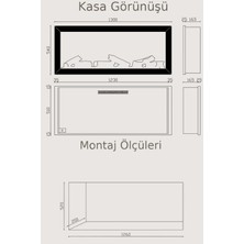 Zaya Alaf 130 Metal Çerçeveli Elektrikli Şömine - Isıtıcılı, Tek Renkli (Alev Renkli), Kumandalı