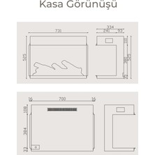 Zaya Laden 70 Üç Taraf Cam Çerçeveli Elektrikli Şömine - Isıtıcılı, Sınırsız Renkli (Rgb), Kumandalı