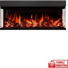 Zaya Laden 120 Üç Taraf Cam Çerçeveli Elektrikli Şömine - Isıtıcılı, Sınırsız Renkli (Rgb), Kumandalı