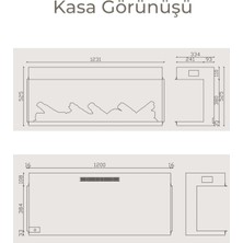 Zaya Laden 120 Üç Taraf Cam Çerçeveli Elektrikli Şömine - Isıtıcılı, Sınırsız Renkli (Rgb), Kumandalı