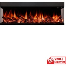 Zaya Laden 150 Üç Taraf Cam Çerçeveli Elektrikli Şömine - Isıtıcılı, Sınırsız Renkli (Rgb), Kumandalı