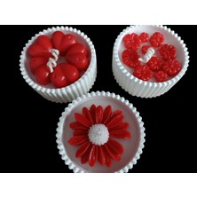 3'lü Set Çilek Kokulu Kalpli, Çiçekli, Papatyalı Mum ( Öğretmenler Günü, Sevgiliye, Kişiselleştirilmiş Özel Gün Mumları )