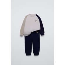 Magu Işlemeli Kışlık Pamuklu Sweatshirt Jogger Eşofman Alt-Üst Takım Erkek Çocuk