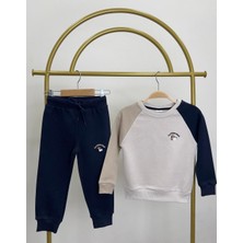 Magu Işlemeli Kışlık Pamuklu Sweatshirt Jogger Eşofman Alt-Üst Takım Erkek Çocuk