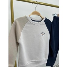 Magu Işlemeli Kışlık Pamuklu Sweatshirt Jogger Eşofman Alt-Üst Takım Erkek Çocuk