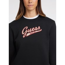 Guess Jeans Siyah Kadın Bisiklet Yaka Normal Kalıp Desenli Sweatshirt Gj Cn Reg Guess J Sc - Organıc Co/p