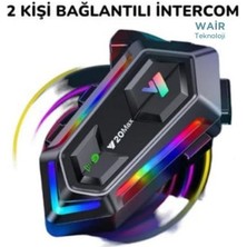 Wair Teknoloji Y20 Max 2 Kişi Bağlantılı Rgb Işıklı 1000MAH Bluetooth Motosiklet Kask Kulaklık Intercom Uyumlu