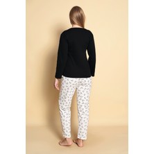 Sude Homewear Kadın Siyah Tweety Desenli Kadın Iki Iplik Pijama Takımı