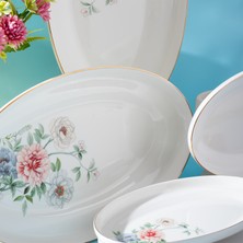 Porsima 2036  Bone China Servis Tabağı Sunumluk 4'lü Kayık Tabak Kahvaltı Sunum Seti Yemek Servis Tabak Seti Servis Tabağı